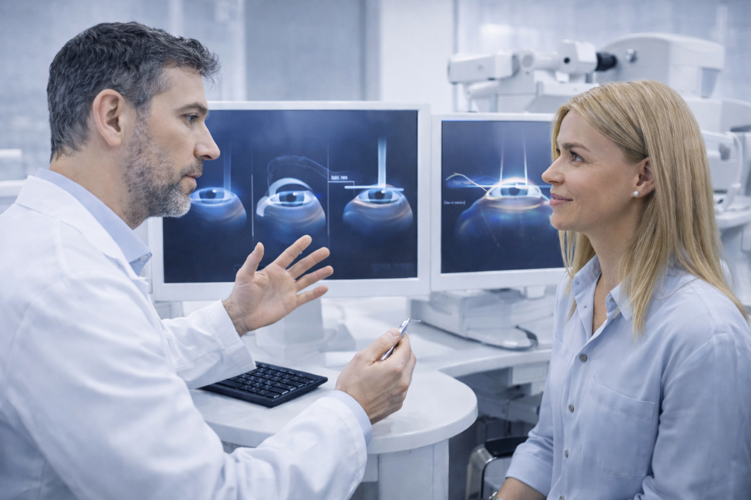 Прием (осмотр, консультация) врача-офтальмолога, комплексное обследование после хирургического лечения, проведенного в другой клинике в течение последних 3-х месяцев