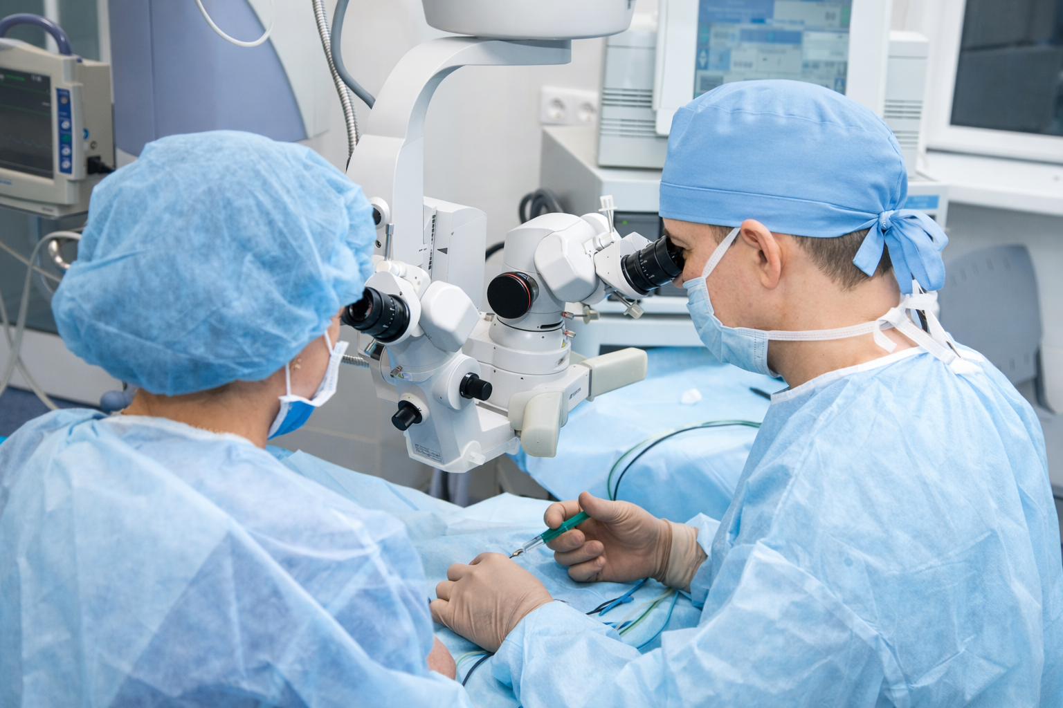 Задняя закрытая витреоэктомия 2 категории (удаление силиконового масла из стекловидной камеры, люксация нативного хрусталика в стекловидную камеру)